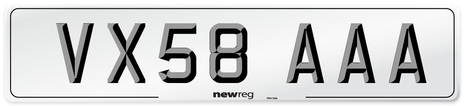 VX58 AAA Number Plate from New Reg